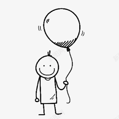 花朵气球小孩气球简笔画图标图标