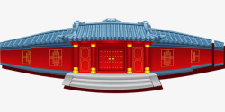 红色中国复古府邸宅子素材