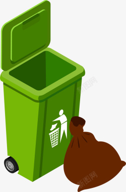 绿色垃圾箱装饰图素材