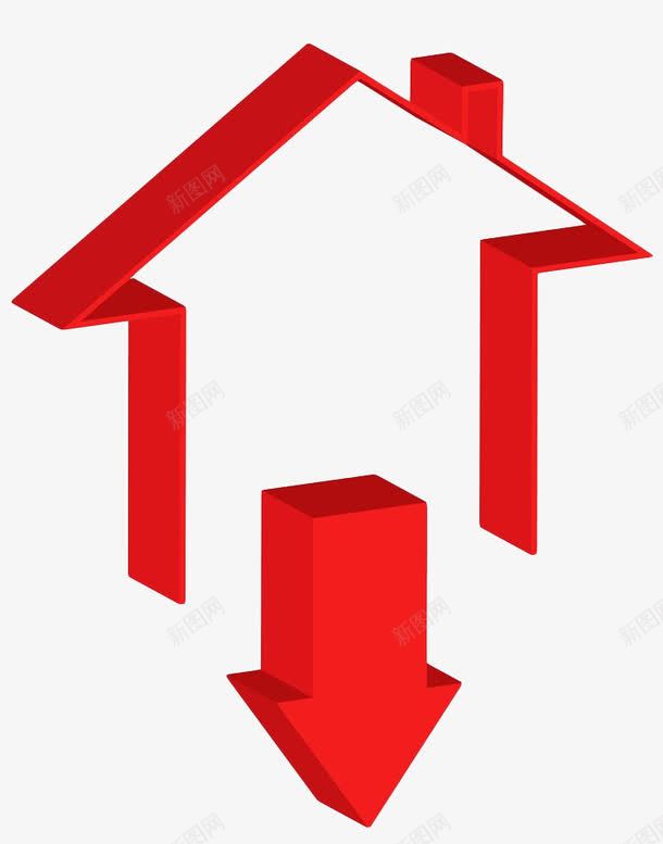 红色手绘房子箭头png免抠素材_88icon https://88icon.com 下滑 向下 房子 手绘 箭头