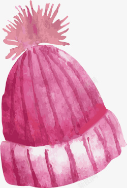 粉红色冬天毛线帽矢量图素材