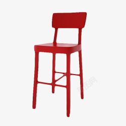红色高脚塑料凳子素材