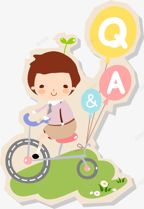 骑着自行车的人png免抠素材_88icon https://88icon.com 卡通 气球 童年 自行车