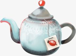 青瓷卡通手绘茶壶素材