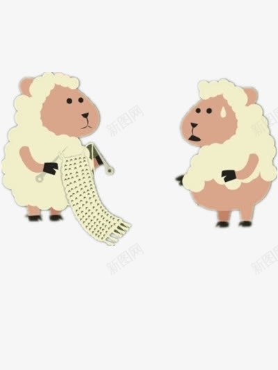 两只小绵羊织毛衣png免抠素材_88icon https://88icon.com 动作 动物 可爱 插画 编织毛衣 雌雄