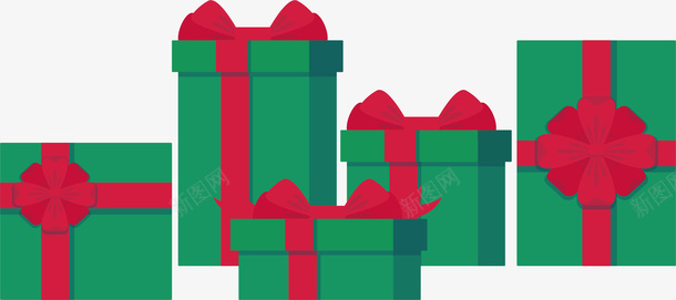 绿色的圣诞节礼盒矢量图ai免抠素材_88icon https://88icon.com 圣诞节 圣诞节礼物 矢量png 礼物堆 礼盒 绿色礼盒 矢量图
