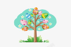 彩色花纹彩蛋树矢量图素材