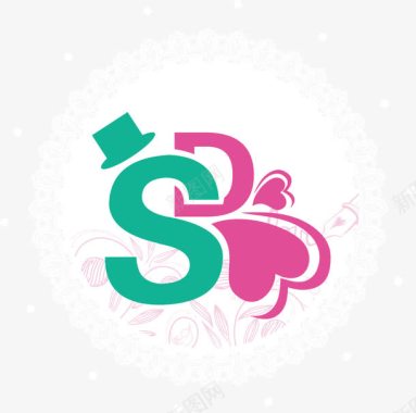 婚礼logo设计花纹边框字母logo图标图标