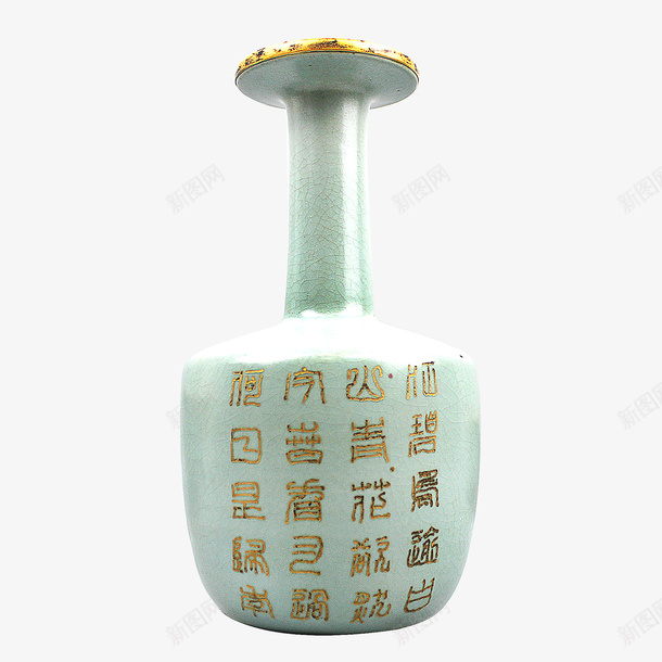 汝窑金口纸槌瓶png免抠素材_88icon https://88icon.com PNG 工艺品 汝窑瓷器 瓷器 花瓶 金字