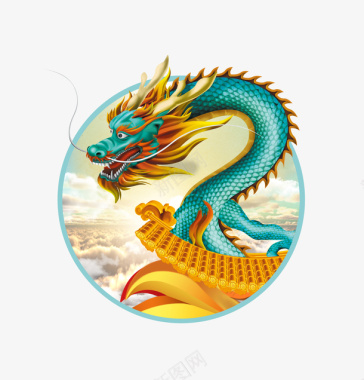 精美炫彩背景富有气势的龙logo图标图标