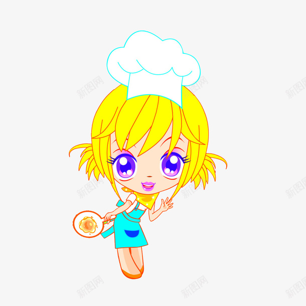 卡通美女厨师煎蛋png免抠素材_88icon https://88icon.com 卡通厨娘 大眼睛 时尚女孩 煎蛋 美女厨师
