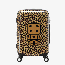 豹纹张小盒行李箱素材