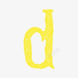 手绘黄色英文字母d素材
