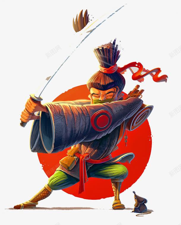 耍剑的武士png免抠素材_88icon https://88icon.com 古典 头发切掉的武侠 手绘 武侠古典 武士插画 耍剑 舞剑