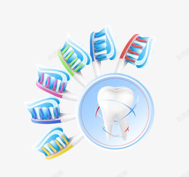 牙齿和牙刷头png免抠素材_88icon https://88icon.com 牙刷头 牙膏 牙齿