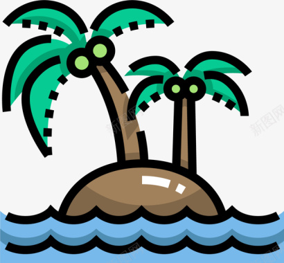 海洋椰子树岛屿海洋矢量图图标图标