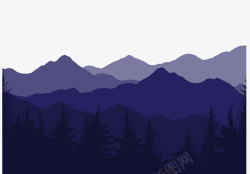 紫色山峰景观矢量图素材