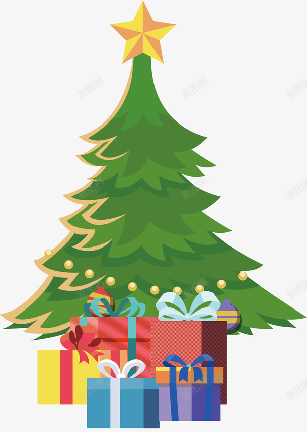 圣诞树下的礼物堆矢量图ai免抠素材_88icon https://88icon.com 圣诞快乐 圣诞树 圣诞礼物 圣诞节 矢量png 礼物堆 矢量图