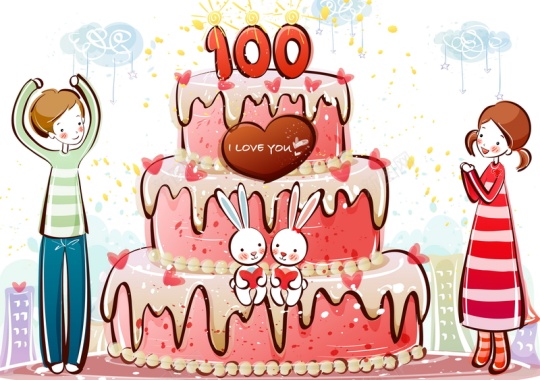 卡通生日蛋糕矢量图背景
