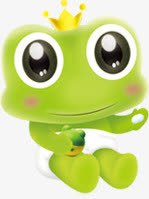 可爱绿色手绘青蛙王子素材