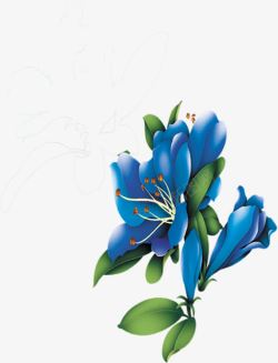 3d蓝色花活动海报素材