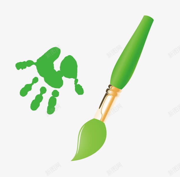 绿色油画笔png免抠素材_88icon https://88icon.com 卡通 图案 油画染料 油画用品 油画笔