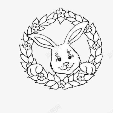 兔子花环与兔子图标图标