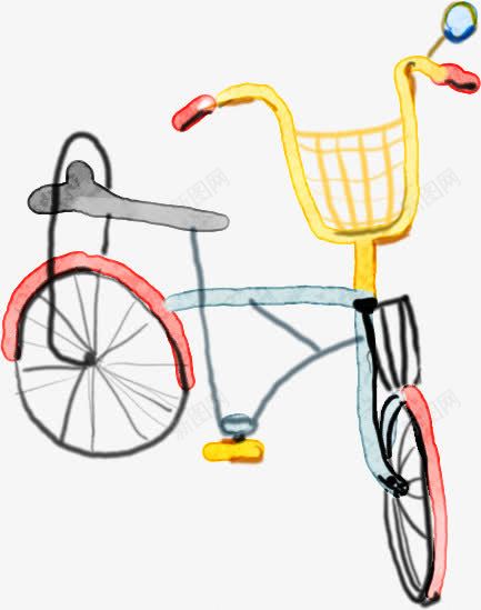 手绘漫画自行车创意png免抠素材_88icon https://88icon.com 创意 漫画 自行车