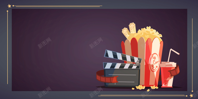矢量扁平化手绘电影插画背景ai设计背景_88icon https://88icon.com 可乐 场记板 扁平化 手绘 插画 海报 爆米花 电影 电影元素 电影宣传 电影院 矢量背景 背景 矢量图