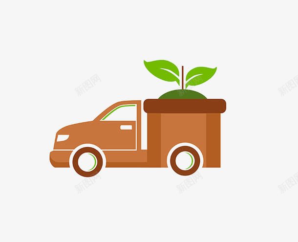 大卡车png免抠素材_88icon https://88icon.com 开动的卡车 棕色卡车 运货卡车免抠素材png 运送植物的卡车