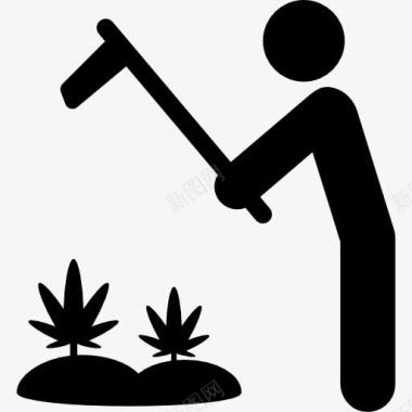 人参种植园大麻种植图标图标