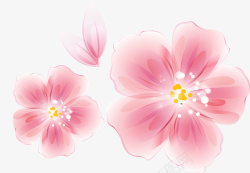 手绘水墨粉色花朵图案矢量图素材