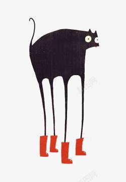 长腿黑猫素材