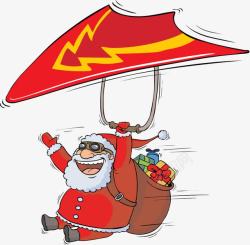 滑翔伞送礼物的圣诞老爷爷素材