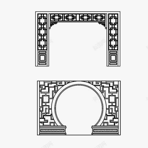 传统古典窗户png免抠素材_88icon https://88icon.com 古典 复古 窗户 雕刻 黑色