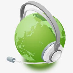 带耳机的绿色地球图标图标
