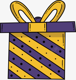 黄紫色条纹礼物盒矢量图素材