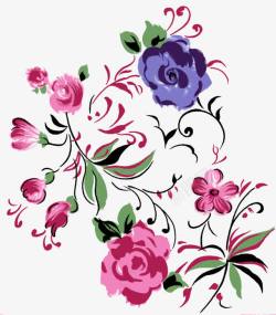 中秋节手绘彩色花朵水彩素材
