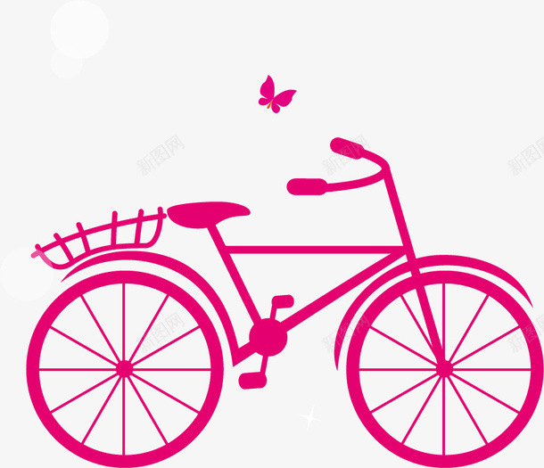 粉色手绘自行车矢量图ai免抠素材_88icon https://88icon.com 手绘 粉色 自行车 矢量图
