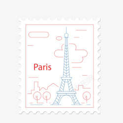 埃菲尔铁塔白色邮票素材