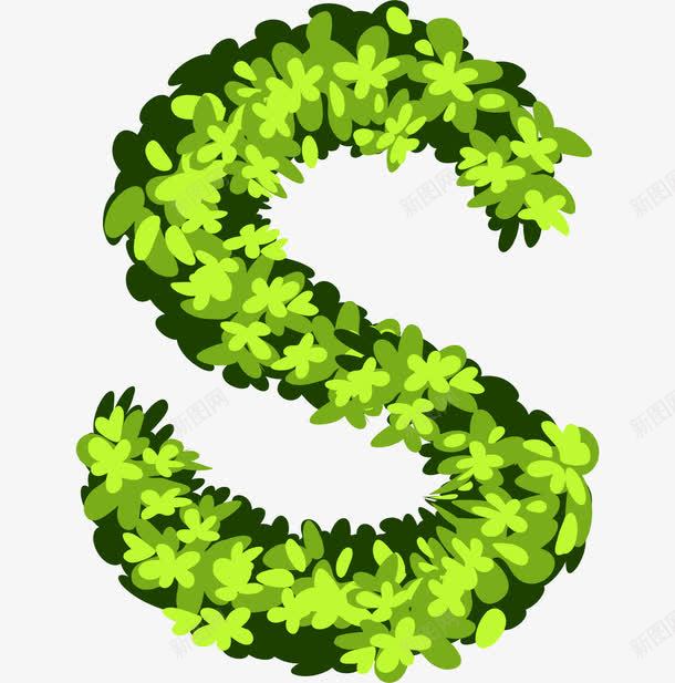 手绘绿色植物花卉创意英文字母Spng免抠素材_88icon https://88icon.com 26个字母 3D字母 字体设计 广告字母 彩色字母 立体字母 绿色小花 绿色花瓣创意字母 艺术字 花瓣创意字母 英文字母S