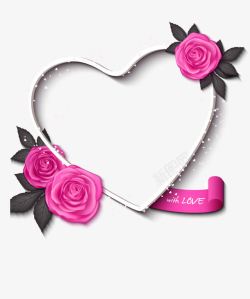 粉色清新爱心花朵边框纹理素材