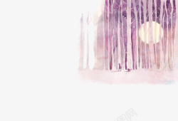 紫色梦幻树林素材