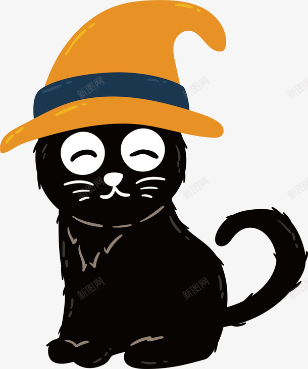 可爱女巫黑猫矢量图ai免抠素材_88icon https://88icon.com 万圣节 女巫 女巫黑猫 矢量png 黄色女巫帽 黑猫女巫 矢量图