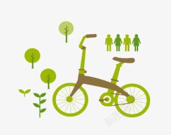 绿色树木自行车健康生活元素素材