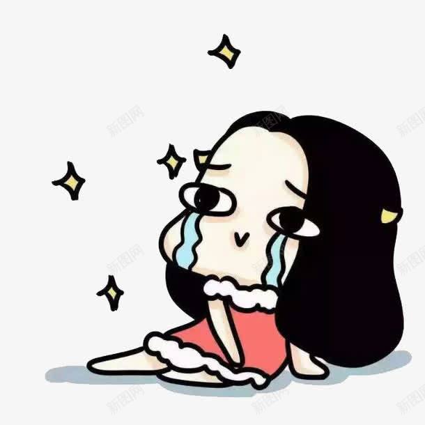 一个女孩png免抠素材_88icon https://88icon.com 卡通 可爱 坐地 星星 泪滴 流泪 流泪的小女孩 长发