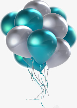 蓝色简约气球装饰图案素材