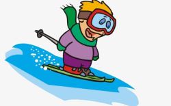 可爱卡通人物滑雪素材