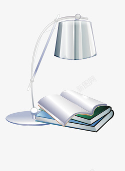 白色台灯和书本矢量图素材