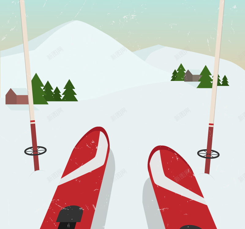 创意雪山滑雪插画矢量背景ai设计背景_88icon https://88icon.com 创意 创意背景 幸福 矢量 矢量背景 雪山 矢量图